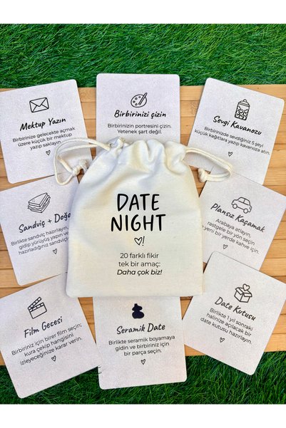 Pankart Evi DATE NIGHT | Çiftler İçin Date Kartları | Sevgili ile yapılacak 20 Eğlenceli Aktivite Fikir Kartı | Romantik Sevgili Hediyesi