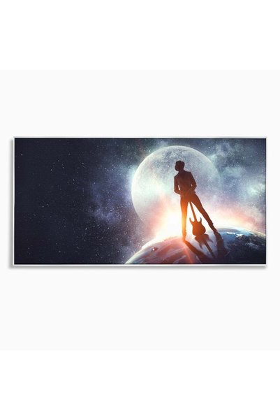Luxcanva Tablou Canvas Cantaret In Varful Lumii 120x60 cm cu Rama Argintiu In...