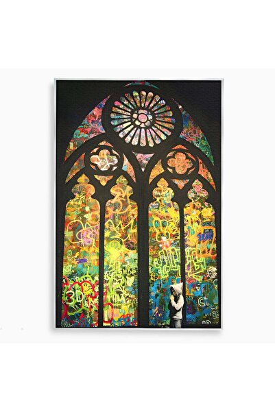 Luxcanva Tablou Canvas Believe 50x70 cm cu Rama Argintiu Culori Pray God