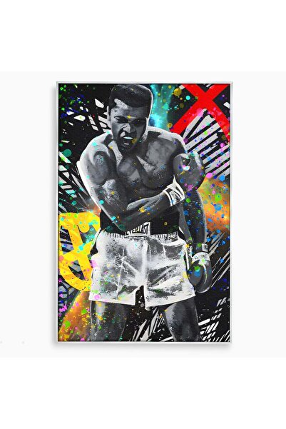 Luxcanva Tablou Canvas Marele Muhammad Ali 100x150 cm cu Rama Argintiu Culori...