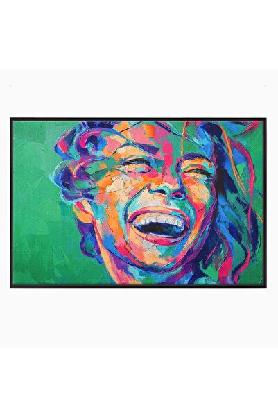 Luxcanva Tablou Canvas Zambet De Fericire 70x50 cm cu Rama Negru Fata Zambet ...