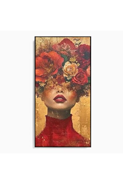 Luxcanva Tablou Canvas Femeia si Trandafirii 60x120 cm cu Rama Negru Natura P...