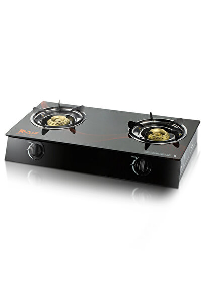 RAF Double Burner Gas Stove, Black Glass Top, Table Top Cooking Hob - 37x67x1...