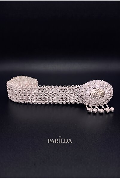 Parılda Hearted Sultan Model – Silver Plated Women's Belt (with Pendant/Heart...