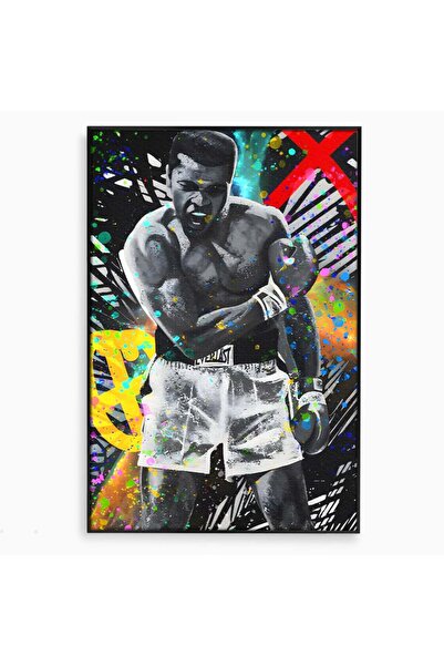 Luxcanva Tablou Canvas Marele Muhammad Ali 50x70 cm cu Rama Negru Culori Muha...
