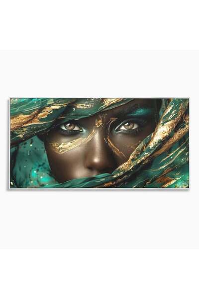Luxcanva Tablou Canvas Ochi ce Spun Povesti 100x50 cm cu Rama Argintiu Orient...