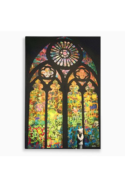 Luxcanva Tablou Canvas Believe 100x150 cm pe Sasiu Lemn Culori Pray God