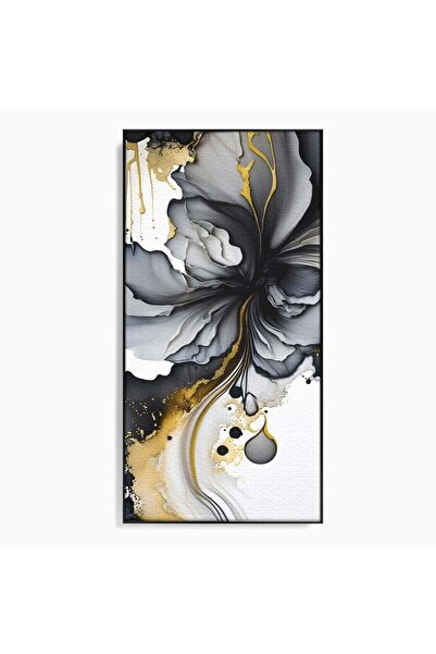 Luxcanva Tablou Canvas Black Rose 60x120 cm cu Rama Negru Culori Abstract Dor...