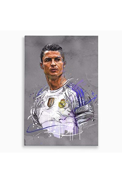 Luxcanva Tablou Canvas Cristiano Ronaldo 80x120 cm pe Sasiu Lemn Culori Fotba...