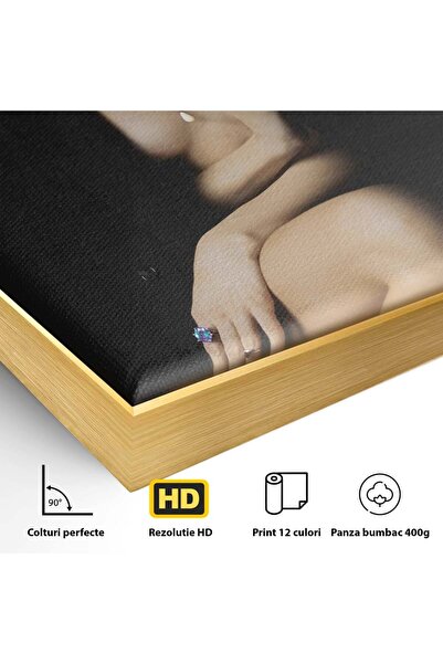 Luxcanva Tablou Canvas Sensual Women 100x100 cm cu Rama Auriu Culori Women Se...