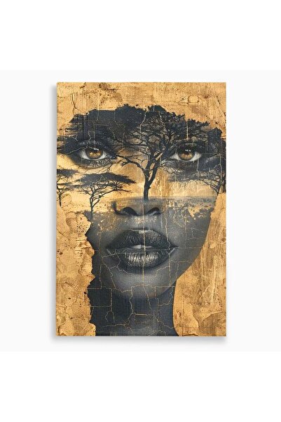 Luxcanva Tablou Canvas Chipul Africii 40x60 cm pe Sasiu Lemn Natura Copaci Pa...