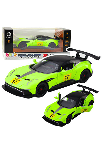 LEAN Mașină sport cu mecanism pull-back, lumini și sunete, verde, 1:22