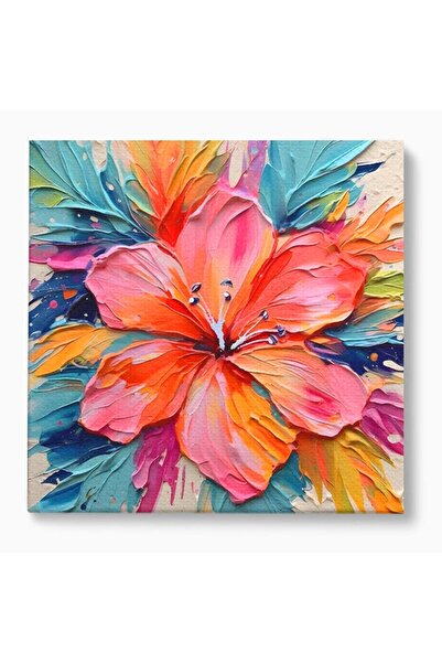 Luxcanva Tablou Canvas Floare Multicolora 50x50 cm pe Sasiu Lemn Natura Decor...