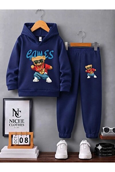 NC Nicee Clothes Παιδικό Σετ Φόρμας Unisex (με σχέδιο αρκούδας και στάμπα Gam...