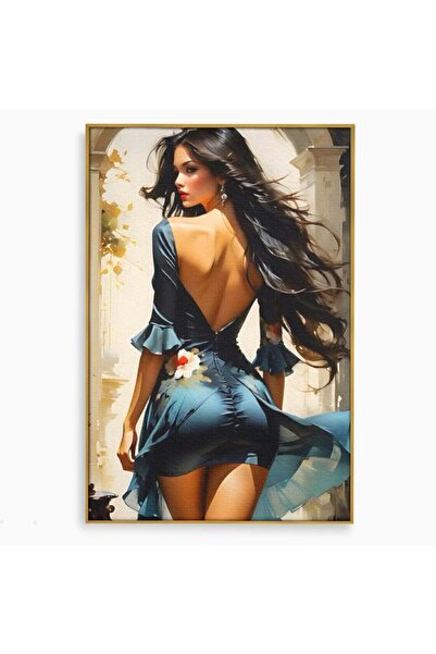 Luxcanva Tablou Canvas Povestea Unei Priviri 80x120 cm cu Rama Auriu Romantis...