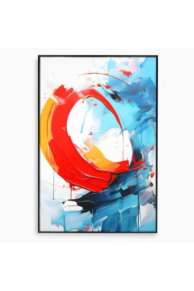 Luxcanva Tablou Canvas Tablou Abstract cm cu Rama Negru Culori Abstract Livin...