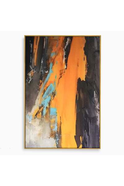 Luxcanva Tablou Canvas Culori Abstracte Pe Pinza 40x60 cm cu Rama Auriu Culor...