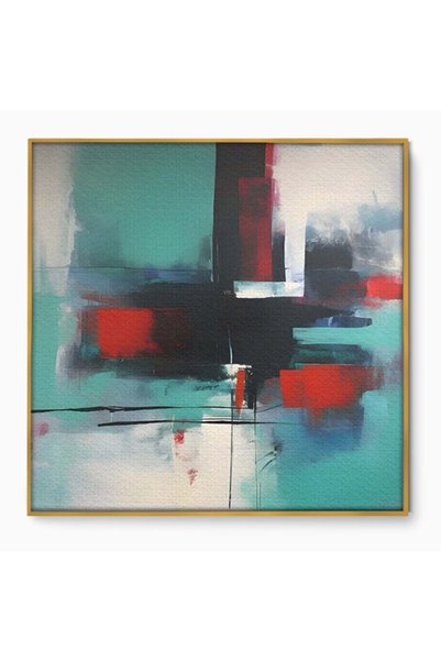 Luxcanva Tablou pe pânză Albastru 90x90 cm cu ramă aurie Abstract Cromatic