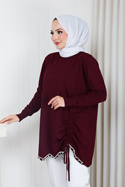 Pamuk Butik Γυναικείο πλεκτό τουνίκ με λεπτομέρεια από κορδόνι στο τελείωμα τ...