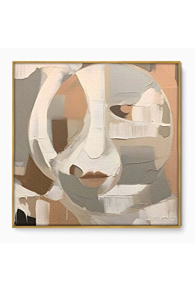 Luxcanva Tablou Canvas Abstract Lips 100x100 cm cu Rama Auriu Room Fata Ochi