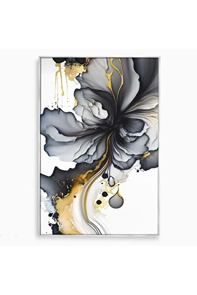 Luxcanva Tablou Canvas Black Rose 100x150 cm cu Rama Argintiu Culori Abstract...