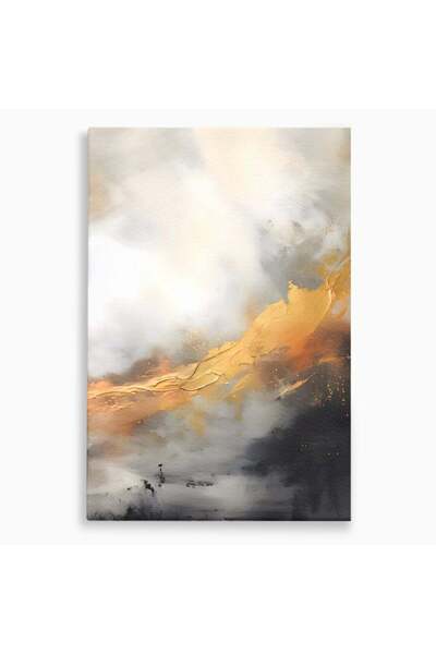 Luxcanva Tablou Canvas Pictură Abstractă Auriu și Gri 100x150 cm pe Sasiu Lem...