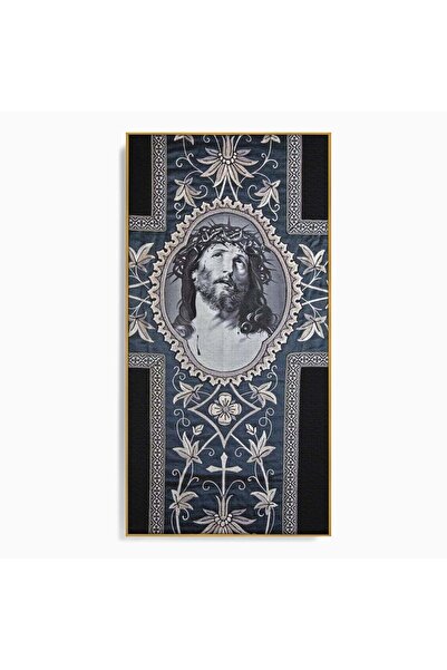 Luxcanva Tablou Canvas Chipul Mantuitorului 50x100 cm cu Rama Auriu Divin Ref...