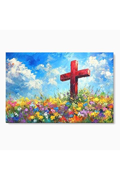 Luxcanva Tablou Canvas Gradina Raiului 120x80 cm pe Sasiu Lemn Credinta Cruce...