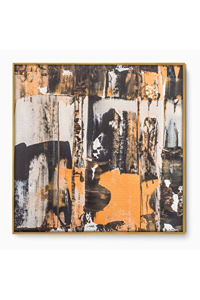 Luxcanva Tablou Canvas Abstract Paint 70x70 cm cu Rama Auriu Culori Decorativ...