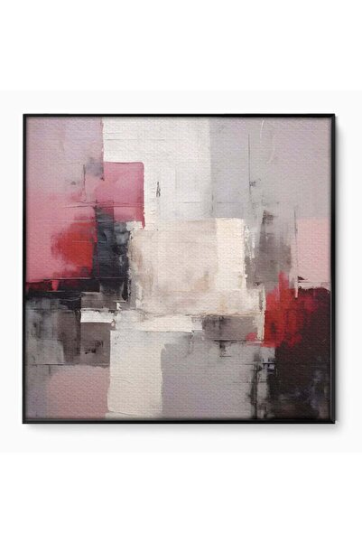 Luxcanva Tablou Canvas Abstract Rosu Si Negru 120x120 cm cu Rama Negru Culori...