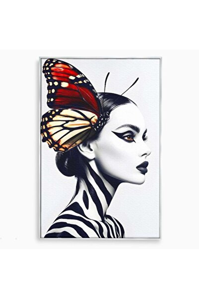 Luxcanva Tablou Canvas Fluturele Noptii 100x150 cm cu Rama Argintiu Transform...