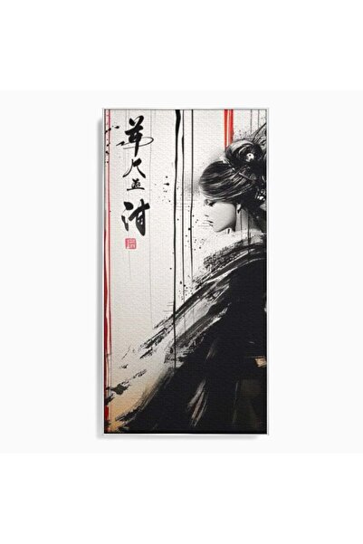 Luxcanva Tablou Canvas Aleasa Samuraului 70x140 cm cu Rama Argintiu Gheisa Et...