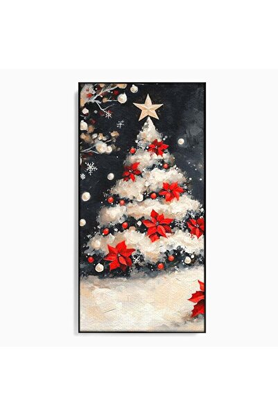 Luxcanva Tablou Canvas Bradul din Noaptea Magica 60x120 cm cu Rama Negru Crac...