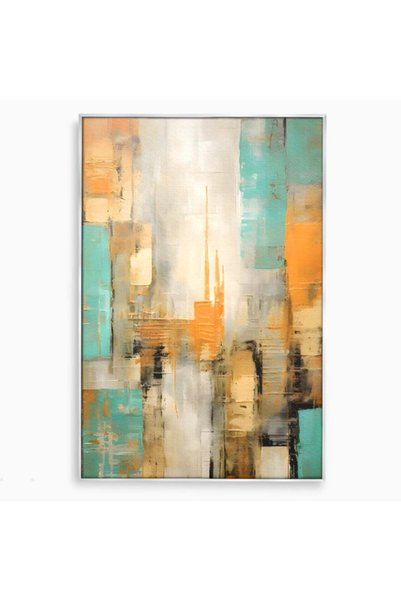Luxcanva Tablou Canvas Culori Abstracte Peisaj 40x60 cm cu Ramă Argintie Rela...