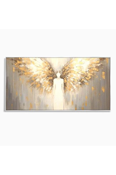 Luxcanva Tablou Canvas Gardian Ceresc 100x50 cm cu Rama Argintiu Inger Aripi ...