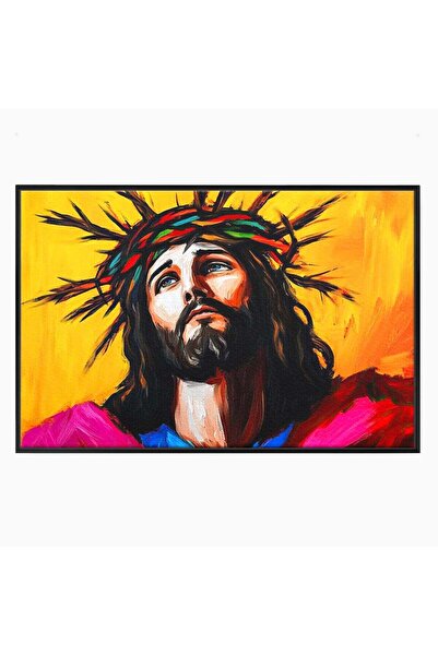 Luxcanva Tablou Canvas Sacrificiu Divin 150x100 cm cu Rama Negru Iisus Contem...