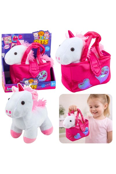 LEAN Jucărie de pluș Unicorn în pungă, Alb, 25cm