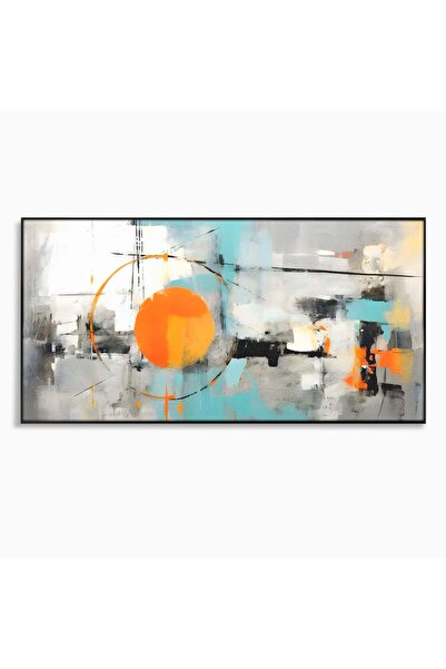 Luxcanva Tablou Canvas Abstract Geometric Lanscape Paint 100x50 cm cu Rama Ne...