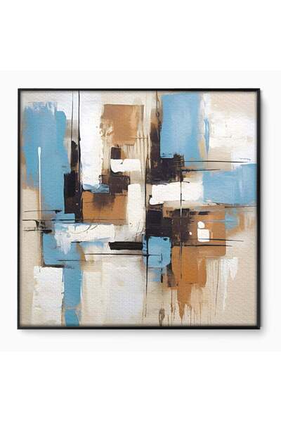 Luxcanva Tablou Canvas Pictura Abstracta 100x100 cm cu Rama Negru Culori Deco...