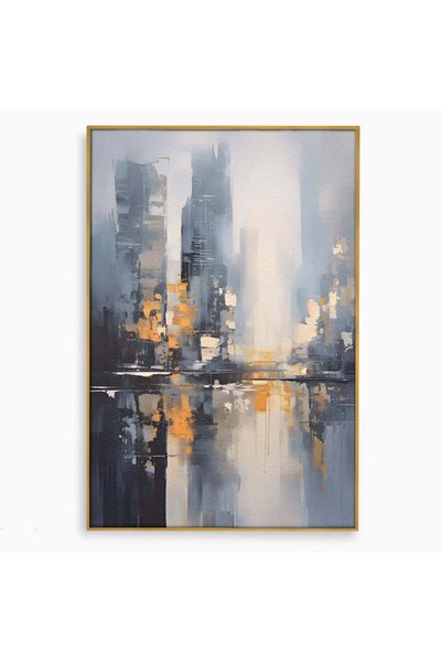 Luxcanva Tablou pe pânză, pictură abstractă cu peisaj urban, 80x120 cm, cu ra...