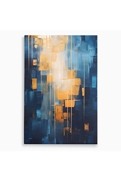 Luxcanva Tablou Canvas Gold And Blue Paint 100x150 cm pe Sasiu Lemn Relaxare ...