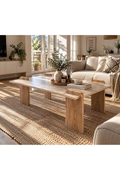 Mars design Traverten Terra Bohem Orta Sehpa 120*68 cm