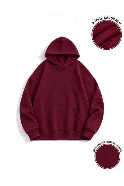 Düz Hoodie Baskısız Şardonlu Kışlık Sweatshirt - Şık, Rahat, Kaliteli Ve Yumuşak Unisex Tasarım