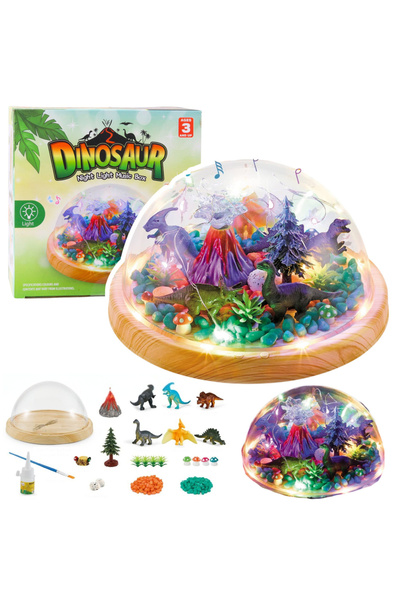 LEAN Kit creativ DIY pentru terariu de dinozauri cu lumină de noapte, cupolă ...