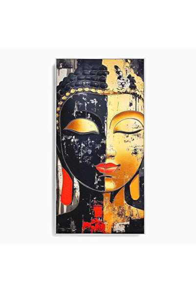 Luxcanva Tablou Canvas Dualitate Sacra 70x140 cm cu Rama Argintiu Zen Echilib...