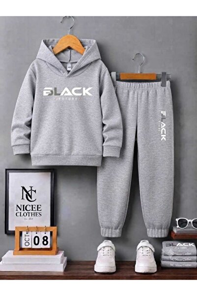 NC Nicee Clothes Children's Tracksuit Set Unisex (Black Future Print Winter)