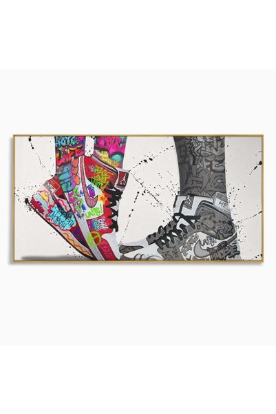 Luxcanva Tablou Canvas Air Jordan Couple 140x70 cm cu Rama Auriu Air Jordan C...