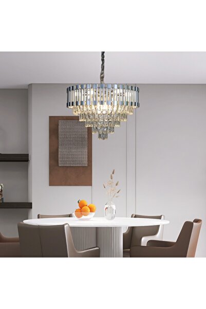 Hummer | Chandelier | Satin Silver | E14 Base 9 Lamps | 60 cm