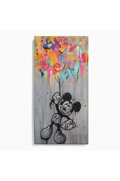 Luxcanva Tablou Canvas Mickey With Balloons 50x100 cm pe Sasiu Lemn Mickey Wi...