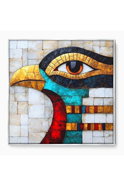 Luxcanva Tablou Canvas Mozaic Egiptean 140x140 cm cu Rama Argintiu Mozaic Egi...